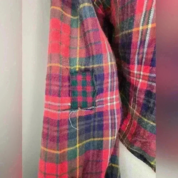 American Eagle Womens Flannel Button-Down With Patchwork Elbow - Picture 8 of 11